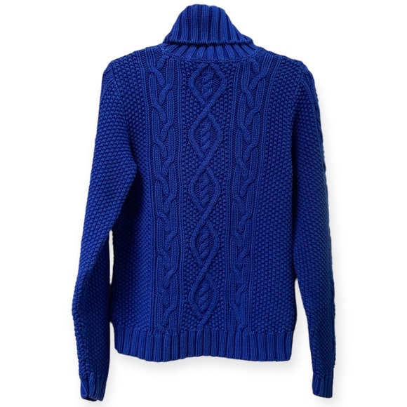 Lauren Ralph Lauren 100% Cotton Cable Knit Sweater | Turtleneck | Coastal - Picture 2 of 5